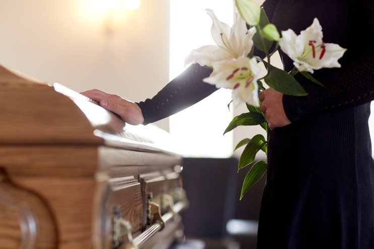 coffin at a funeral service