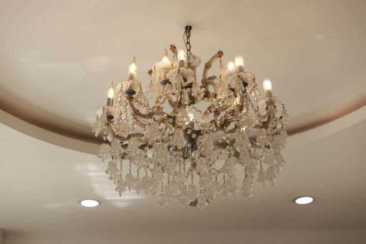 crystal chandelier in a ballroom