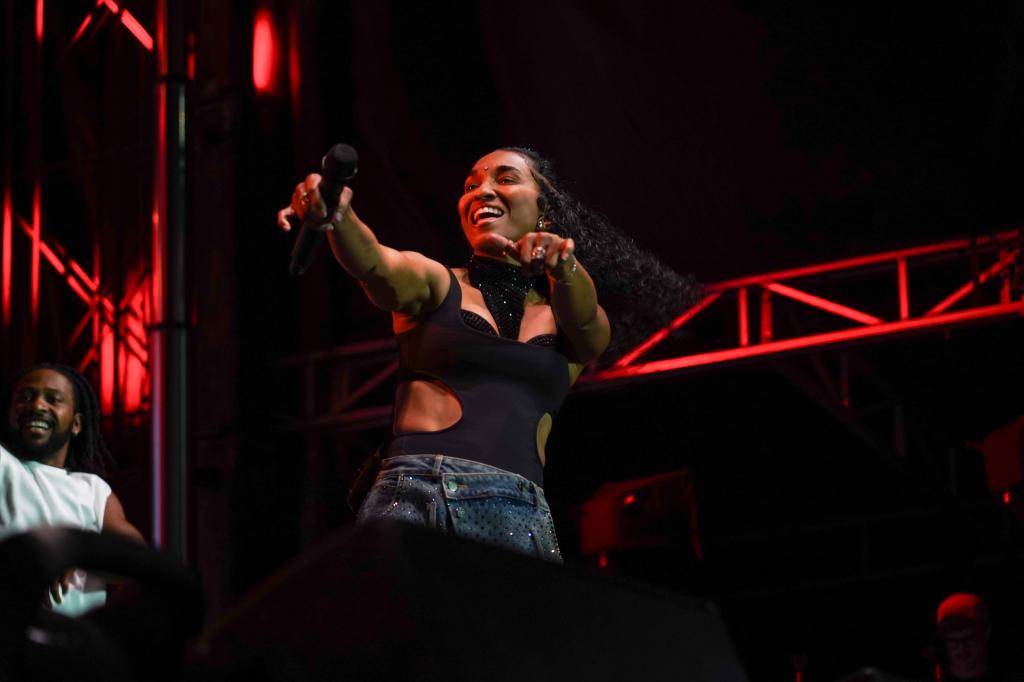 Woman performing on stage