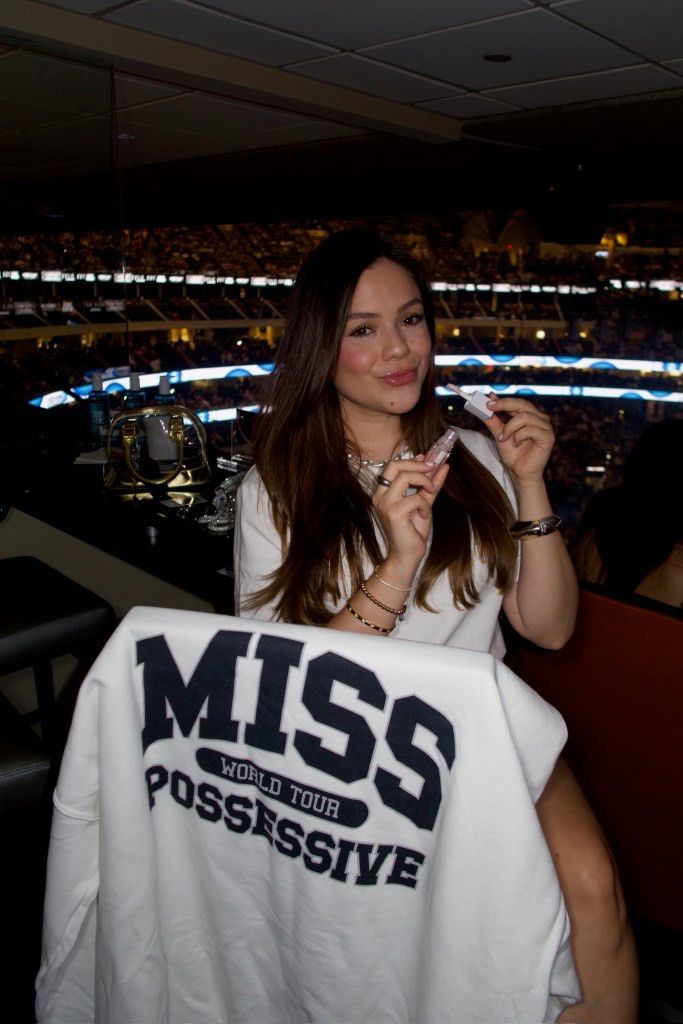 Woman trying products