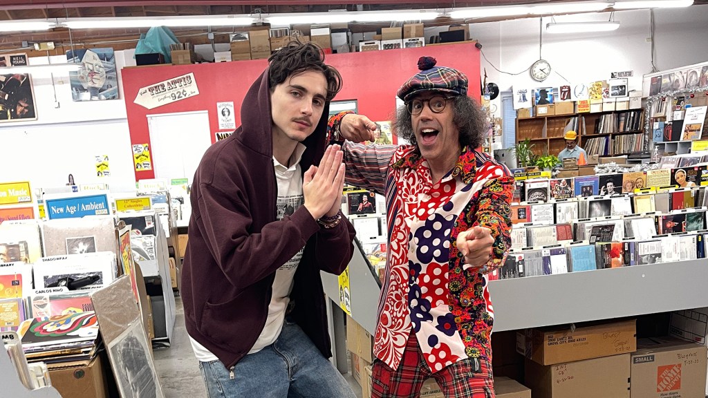 Man in record store