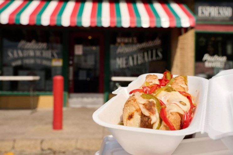 The meatball sub from Jimmy's, in front of the sore in East Dallas.