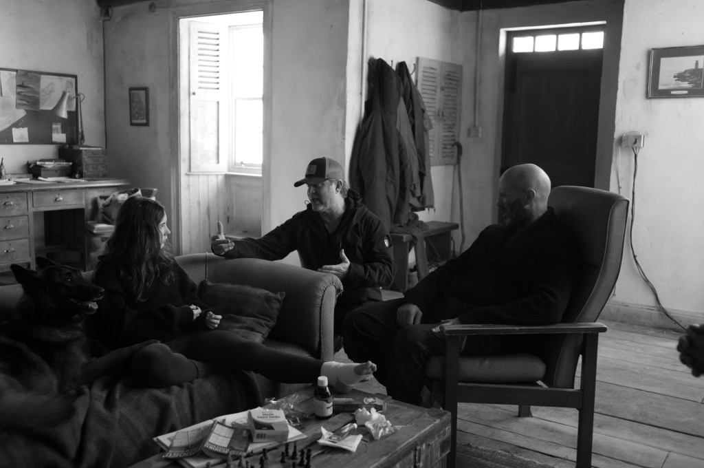 Crew on set of action film, Shelter