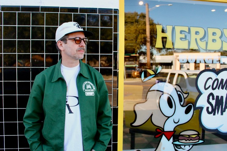 DJ Sober outside Herby's Burgers