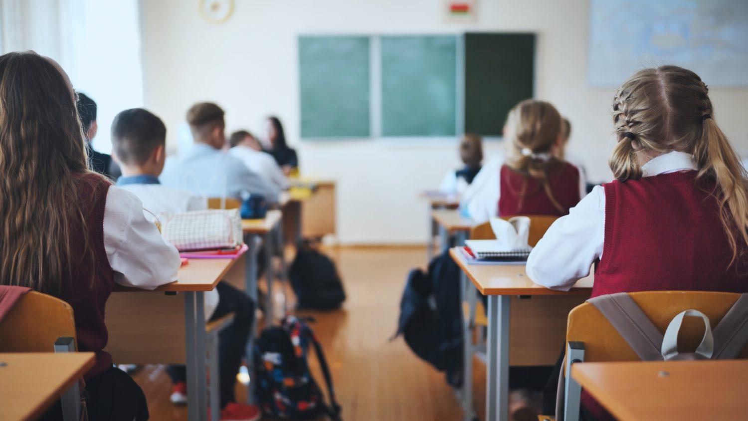 private school students in class