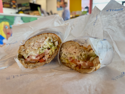 First Bite of Snarf's Sandwiches