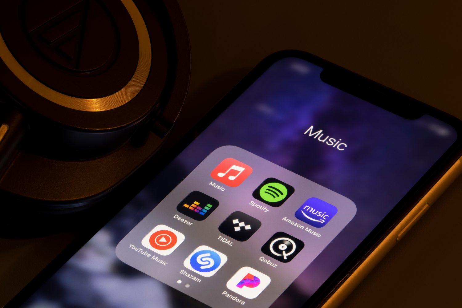 music streaming apps on a phone