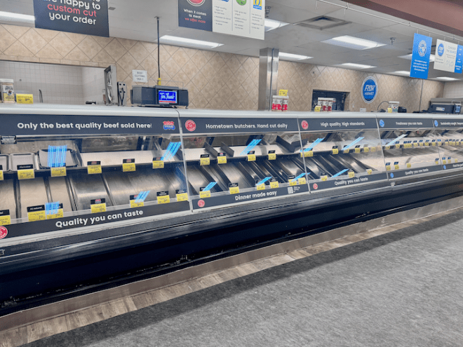 empty butcher's counter