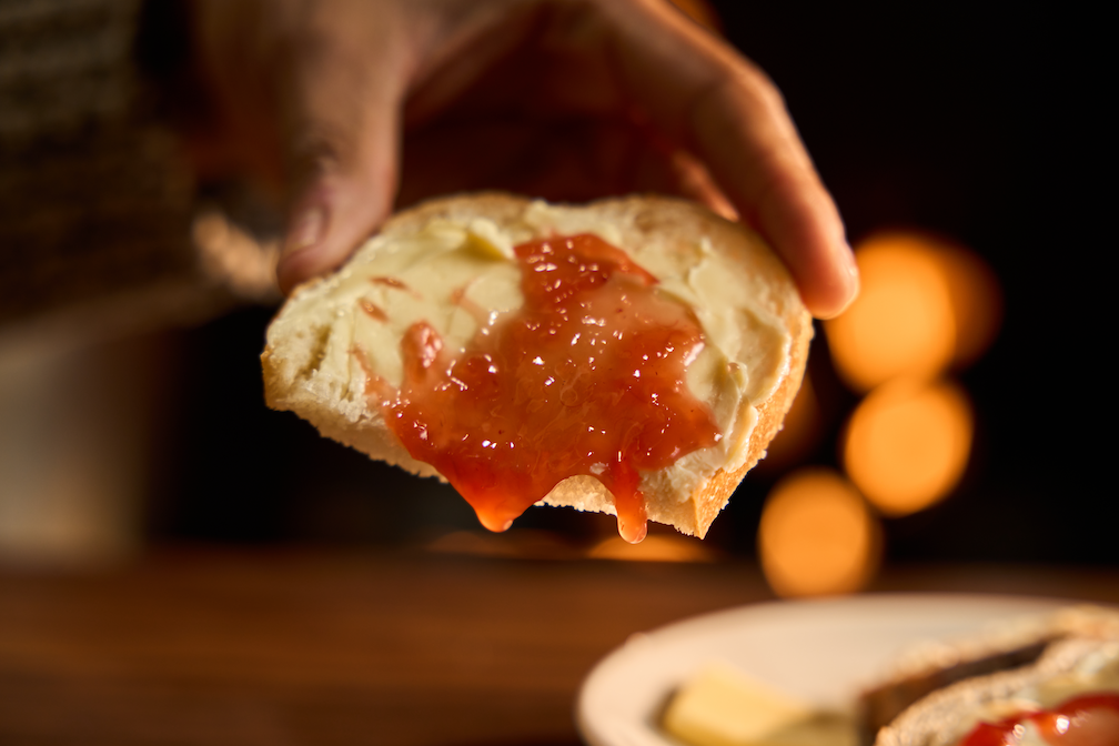 free bread and jam at La Madeleine