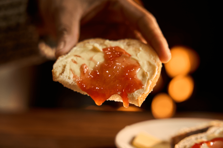 free bread and jam at La Madeleine