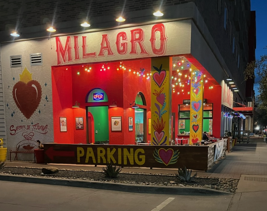 the bright new exterior of Milagro