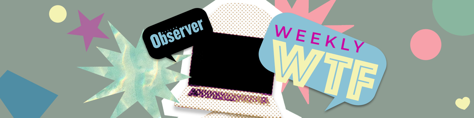 An illustration of a laptop computer with a bubble quote that reads "Weekly WTF"