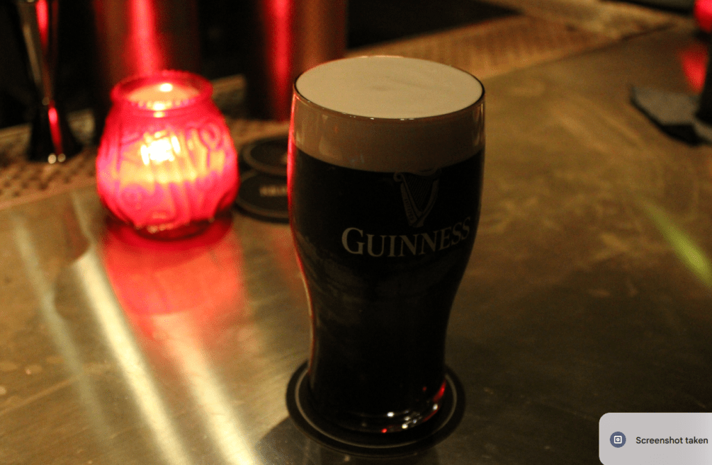 A properly poured Guinness Stout at Kilmac's.