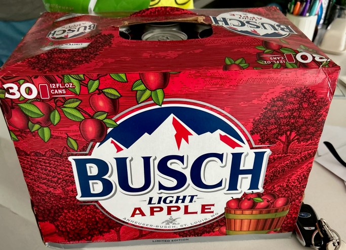 a 30-pack of busch light apple