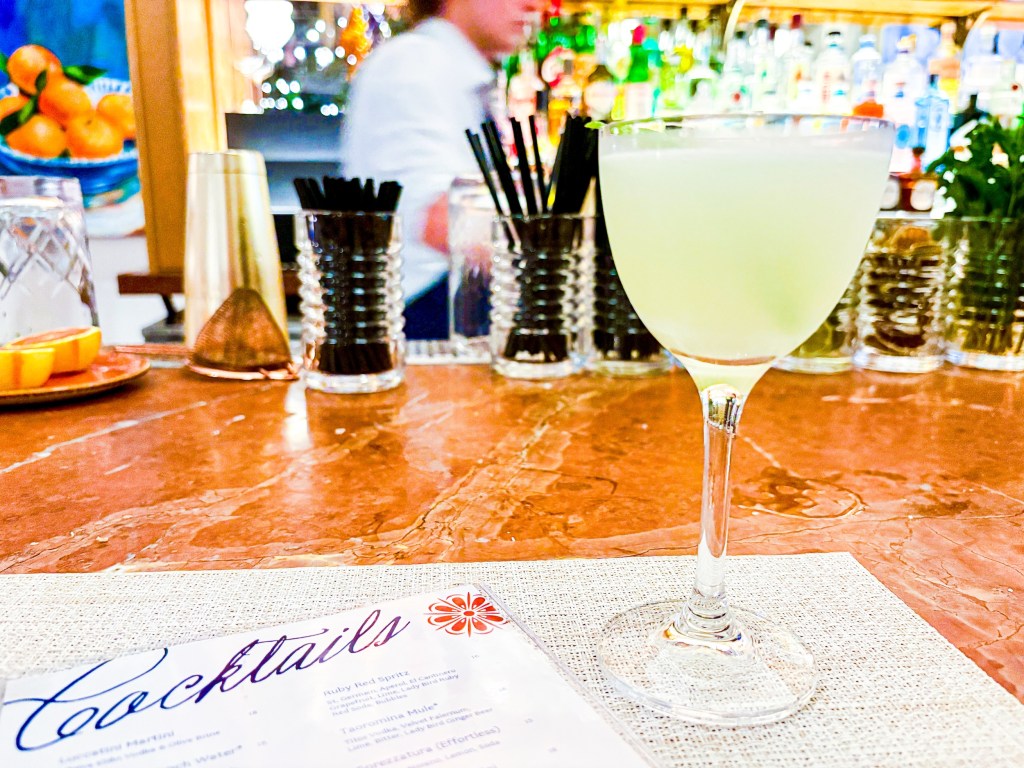A White Lotus, a refreshing gin cocktail with hints of laurel leaves.