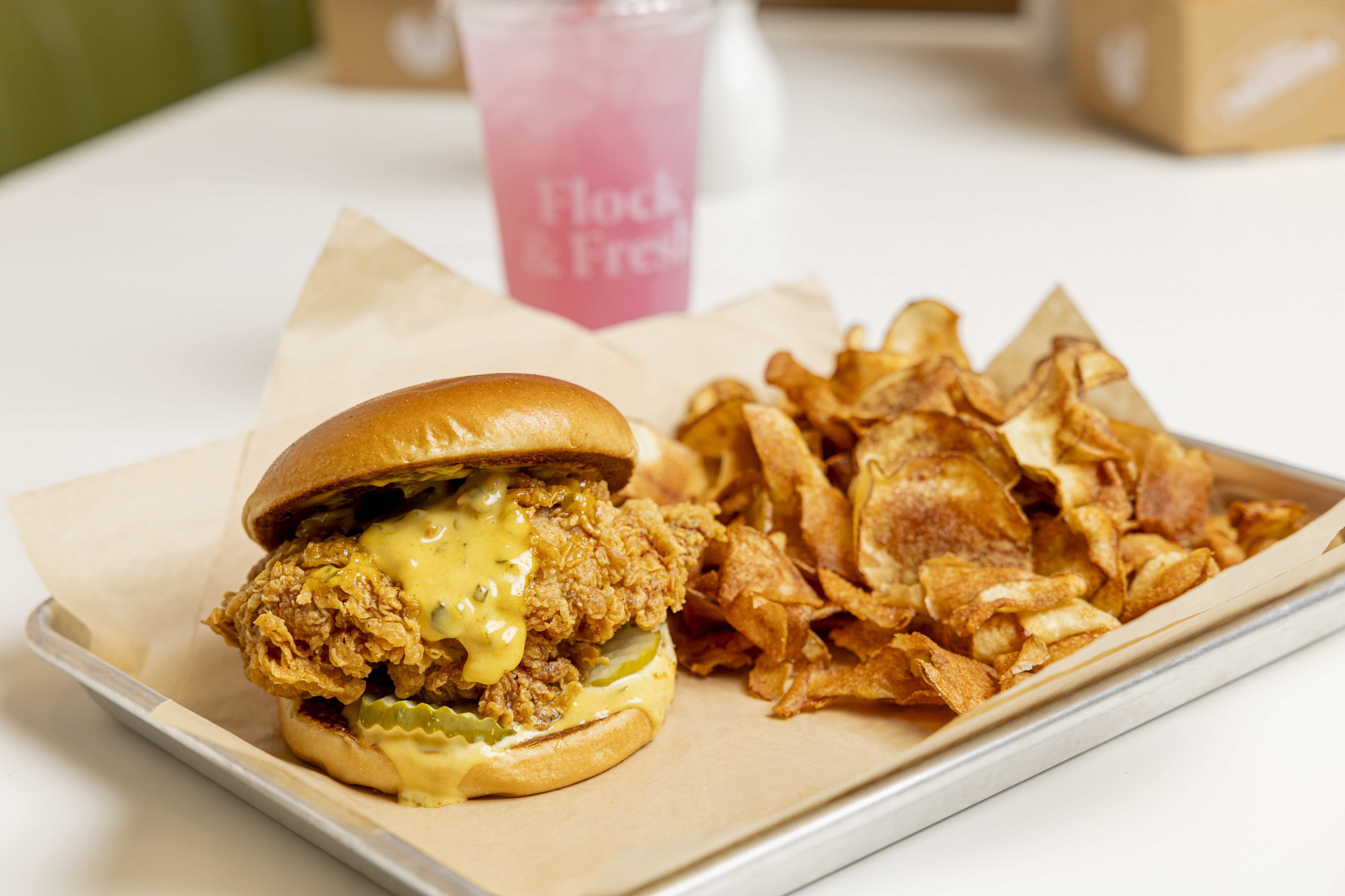 the fried chicken sandwich at Flock and Fresh