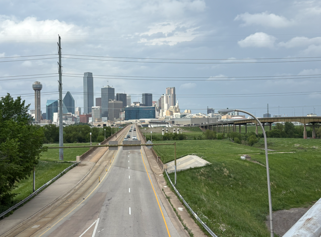 Houston Street Viaduct facing downtown, with Jefferson to the right.