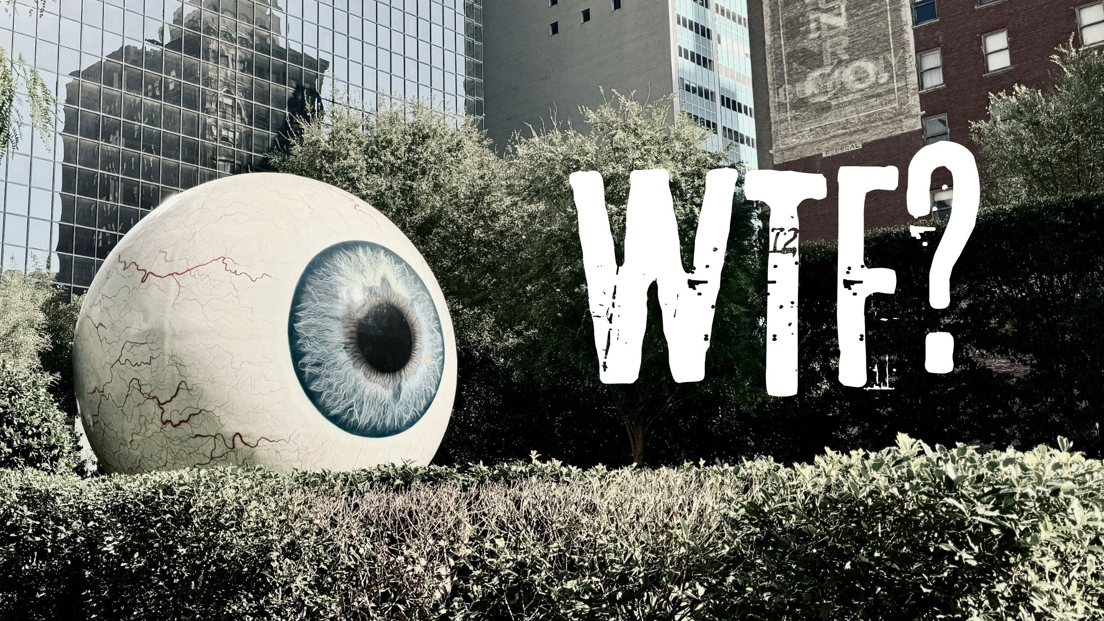 The Eye art piece in downtown Dallas.