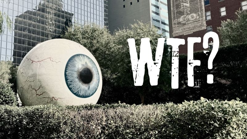 The Eye art piece in downtown Dallas.