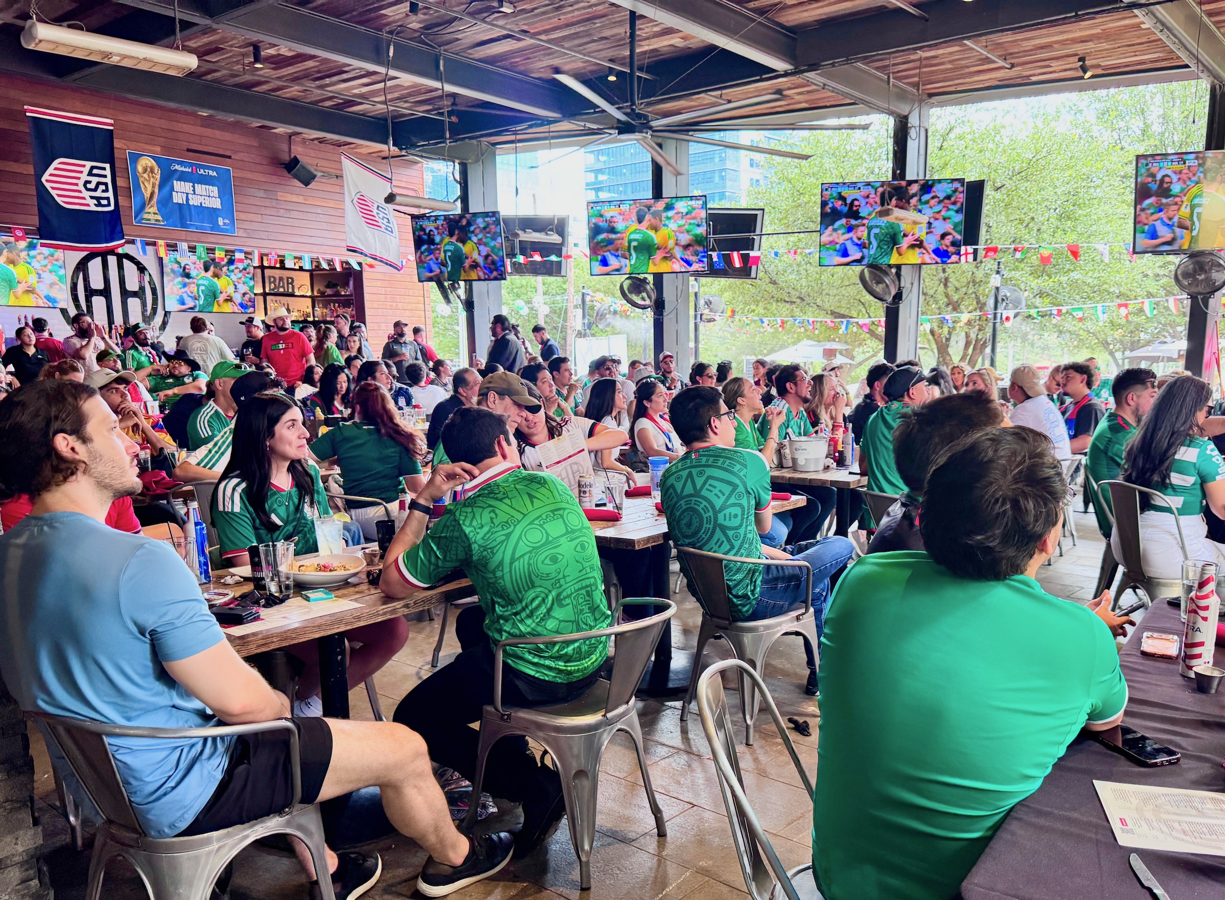 Team Mexico fans at Happiest Hour in Dallas for the first World Cup game.