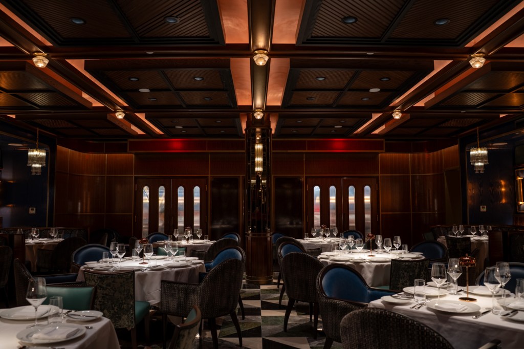 the dimly lit dining room at Palladino's.