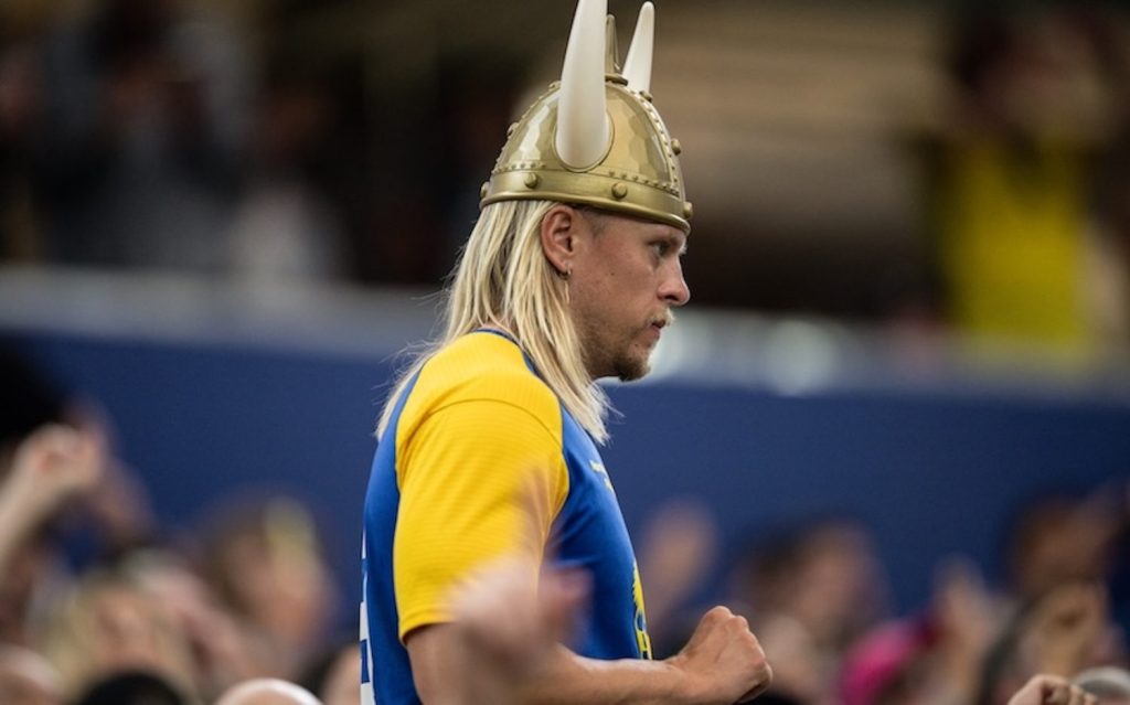 Swedish soccer fan at the World Cup