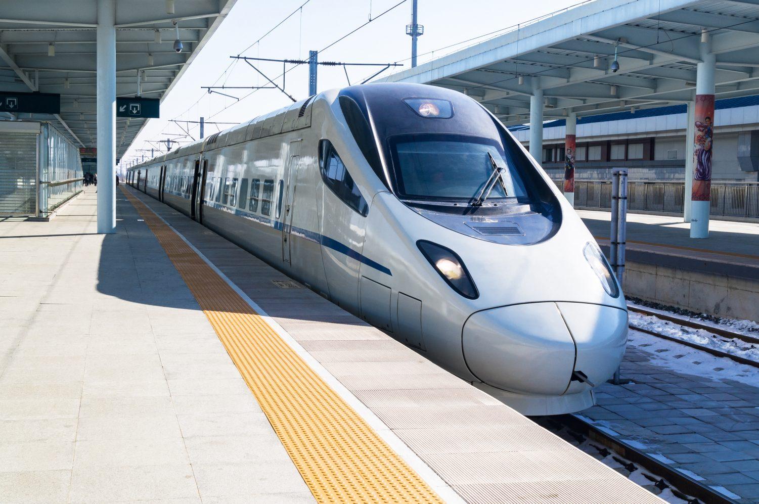 high speed bullet train in the station