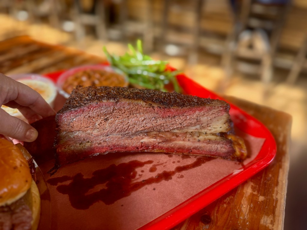 a beef rib at Terry Black's