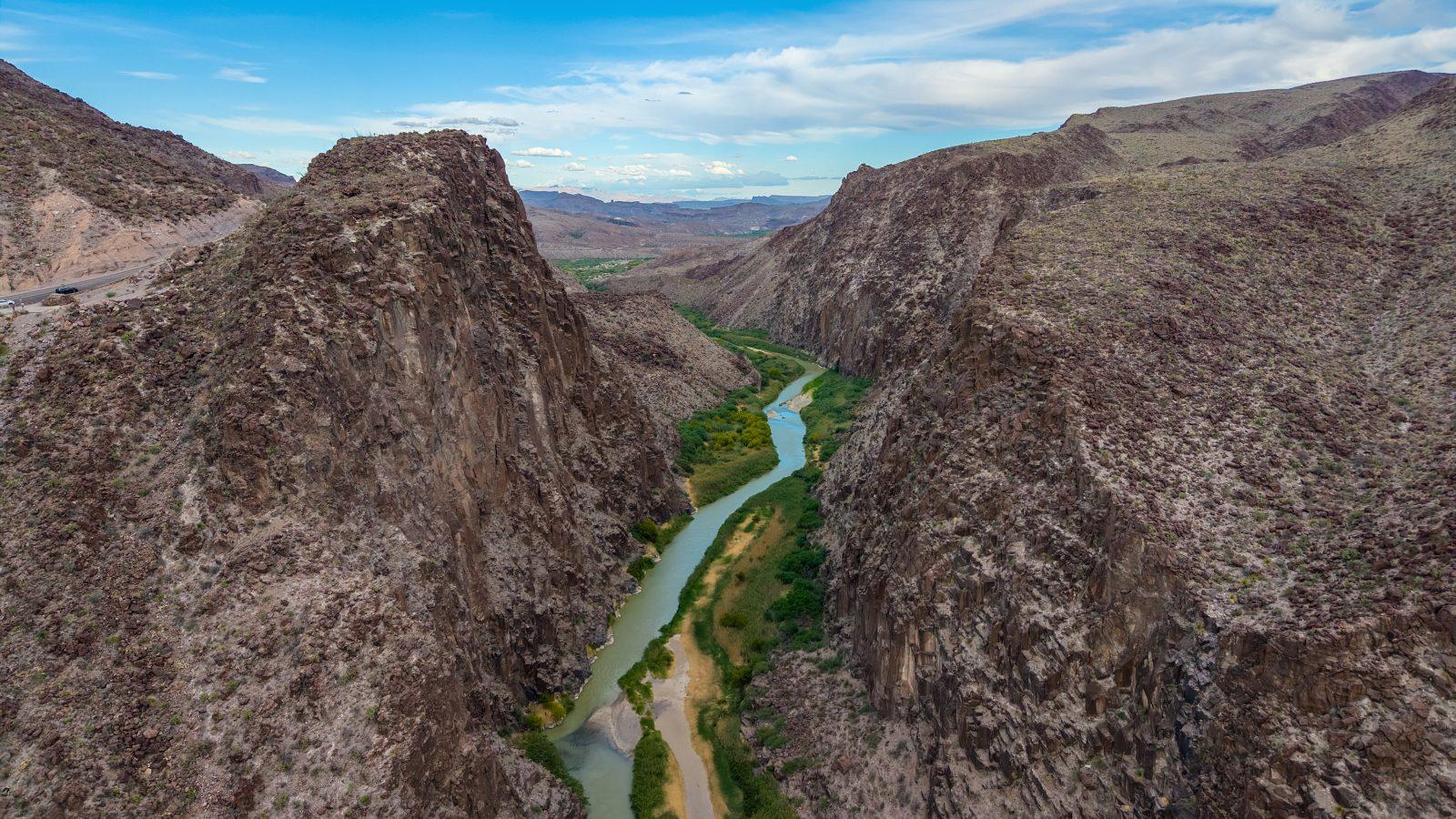 The Rio Grande flows alongside the Big Bend Ranch State Park on April 10, 2026 near Lajitas, Texas.