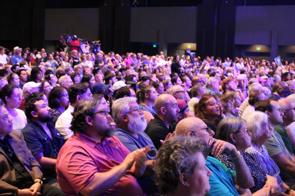 Large crowd looks on as Talarico speaks in Arlington.