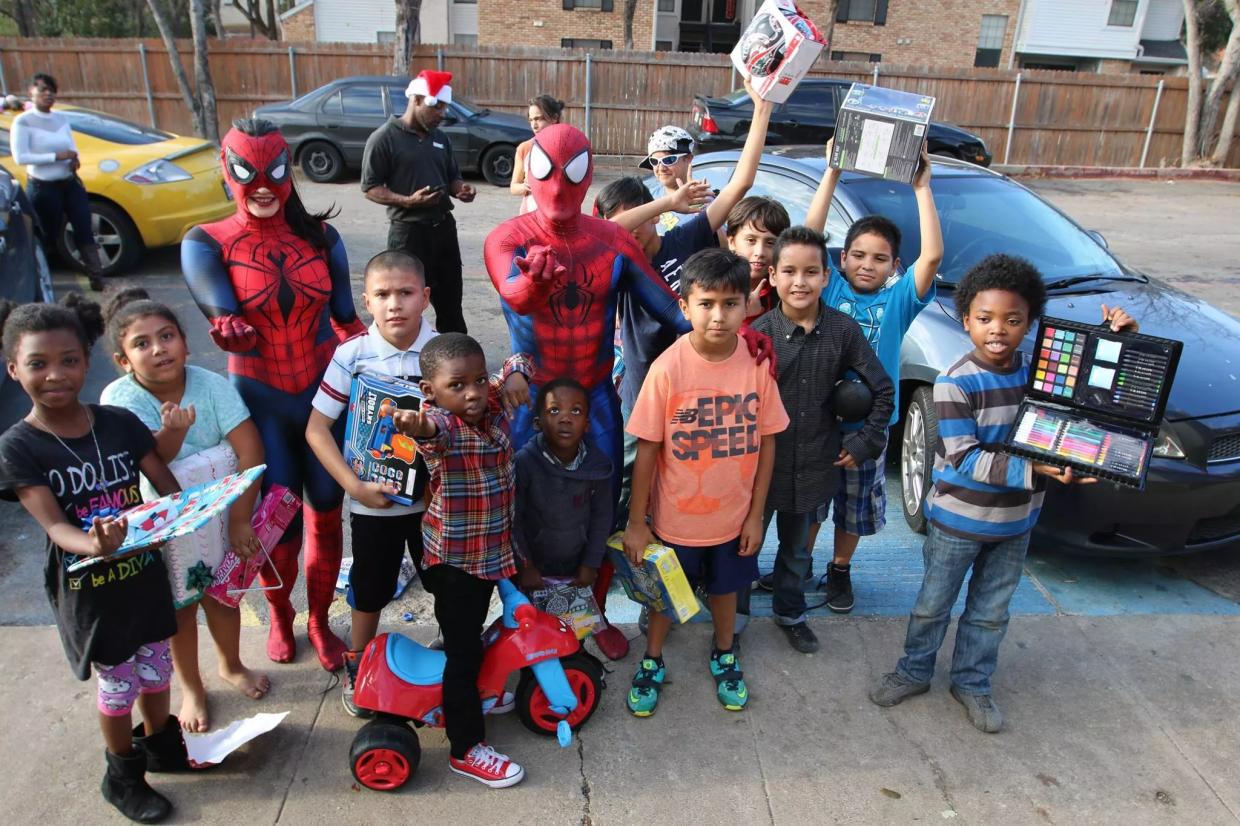 Meet the Dallas Couple Who Dress as Spider-Man and Give Out Presents to Random Kids