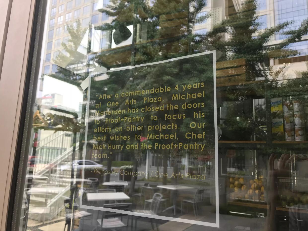 Proof + Pantry Closes Over Nonpayment of Rent