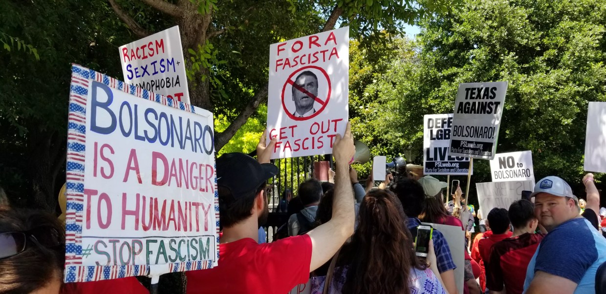Brazilian President Bolsonaro Draws Protesters During Visit to Dallas