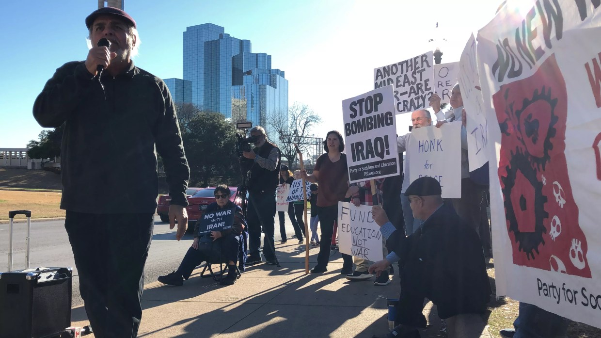Demonstrators Gather in Dallas To Protest U.S. Actions in Middle East