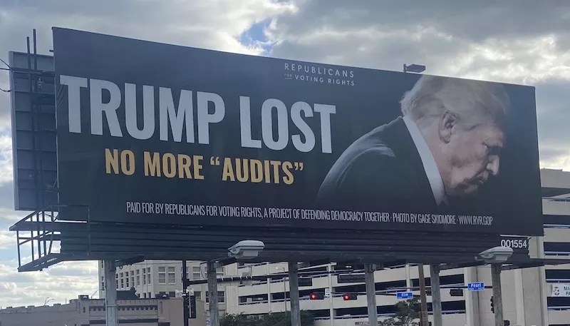 A GOP Pro-Voting Group Is Behind the Anti-Trump, Anti-Audit Billboards Springing Up Around Texas