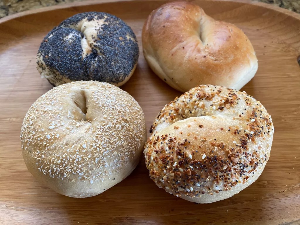 Sclafani's poppyseed, plain, everything and whole wheat bagels