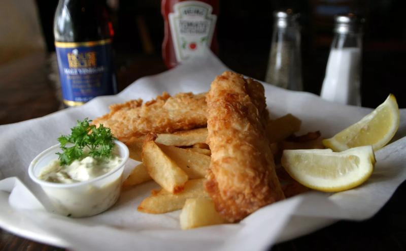 A basket of fish and chips at The Londoner