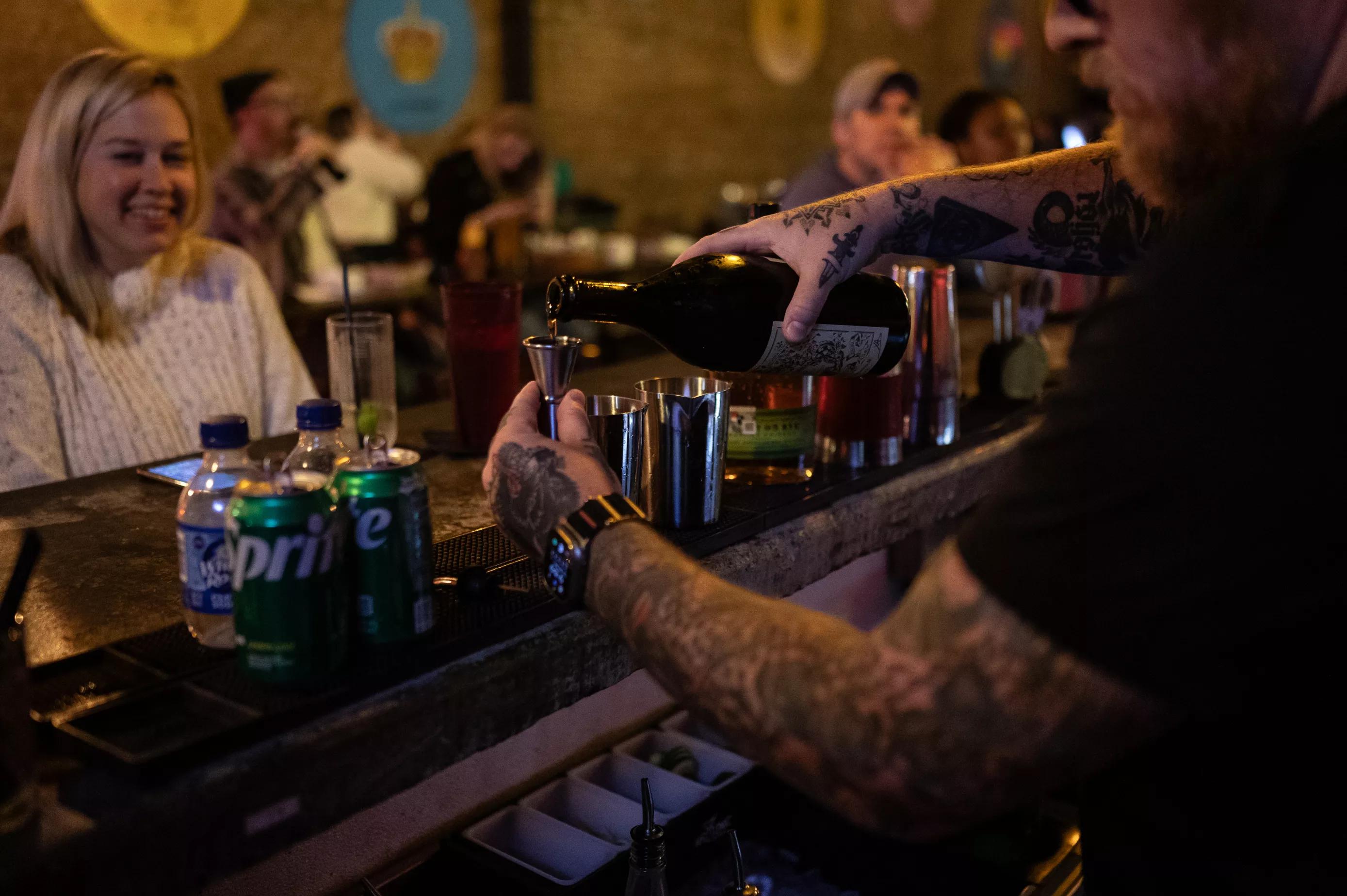 a cocktail at brick and bones