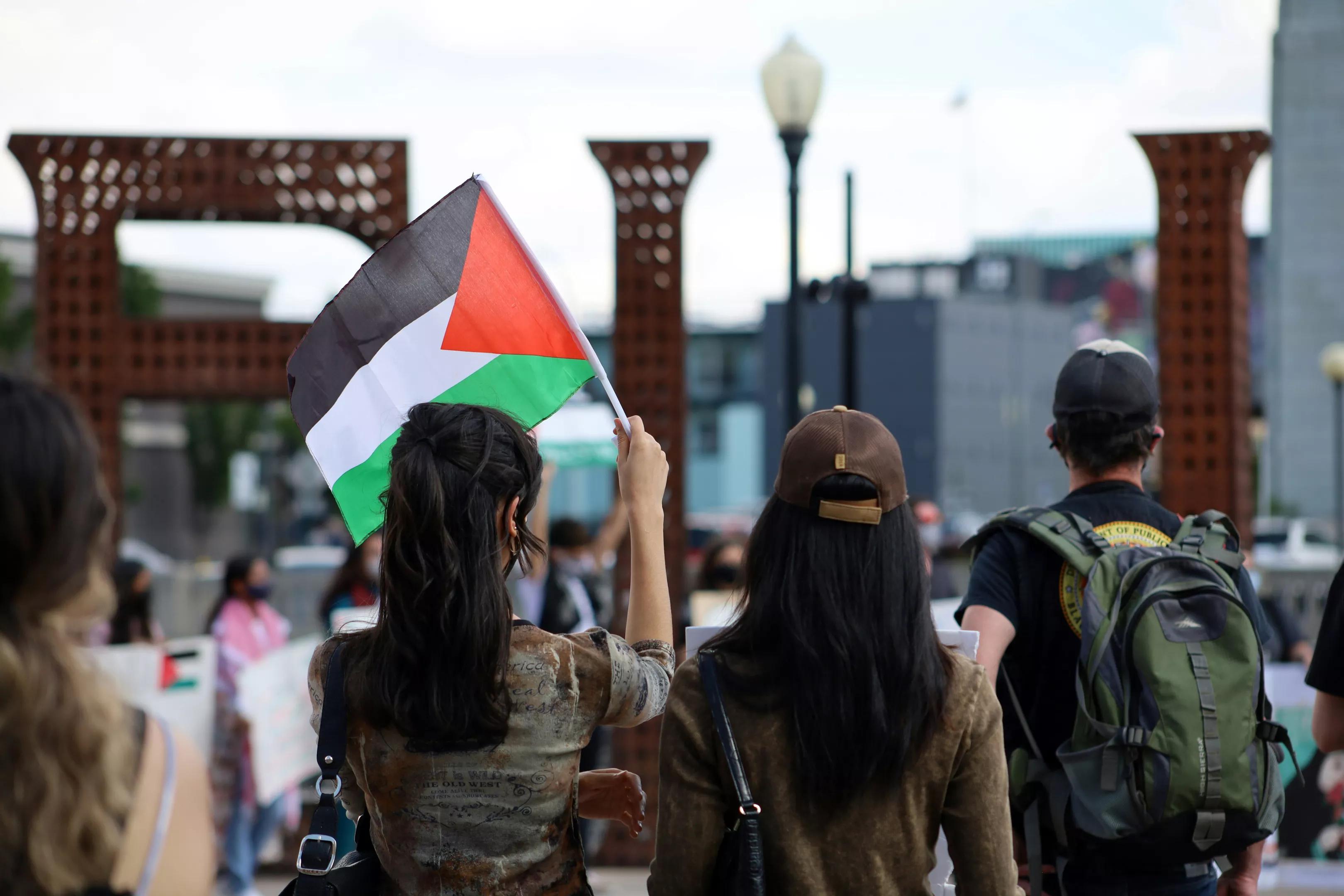 Israel-Palestine protestors march in 2023.