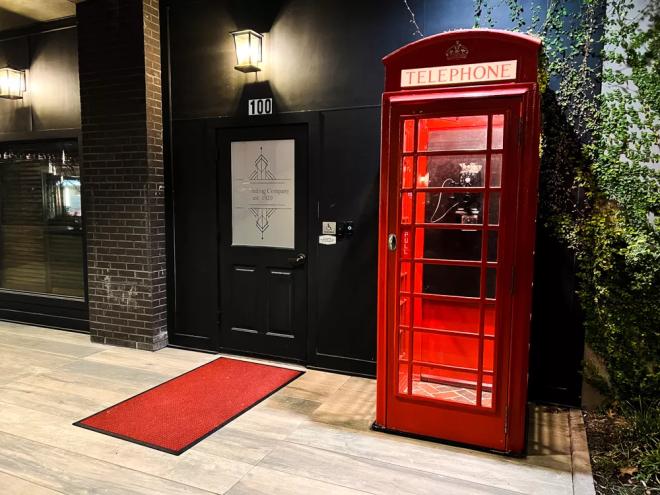 the red phone booth at the red phone booth in the colony.