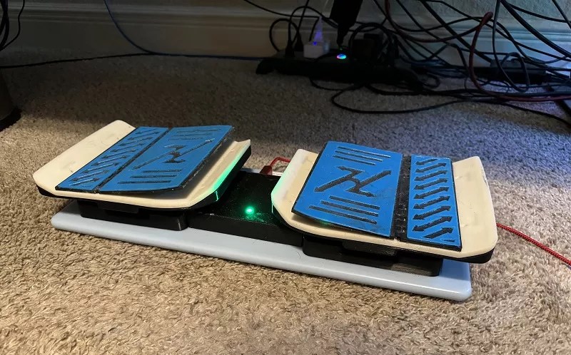 A prototype of the foot-based controller, the Glydr