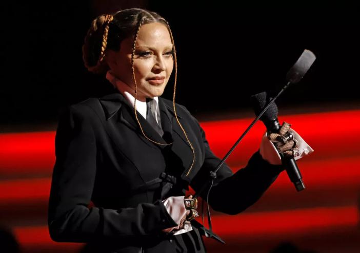 Madonna onstage during the 65th Grammy  Awards at Crypto.com Arena on February 05, 2023 in Los Angeles.