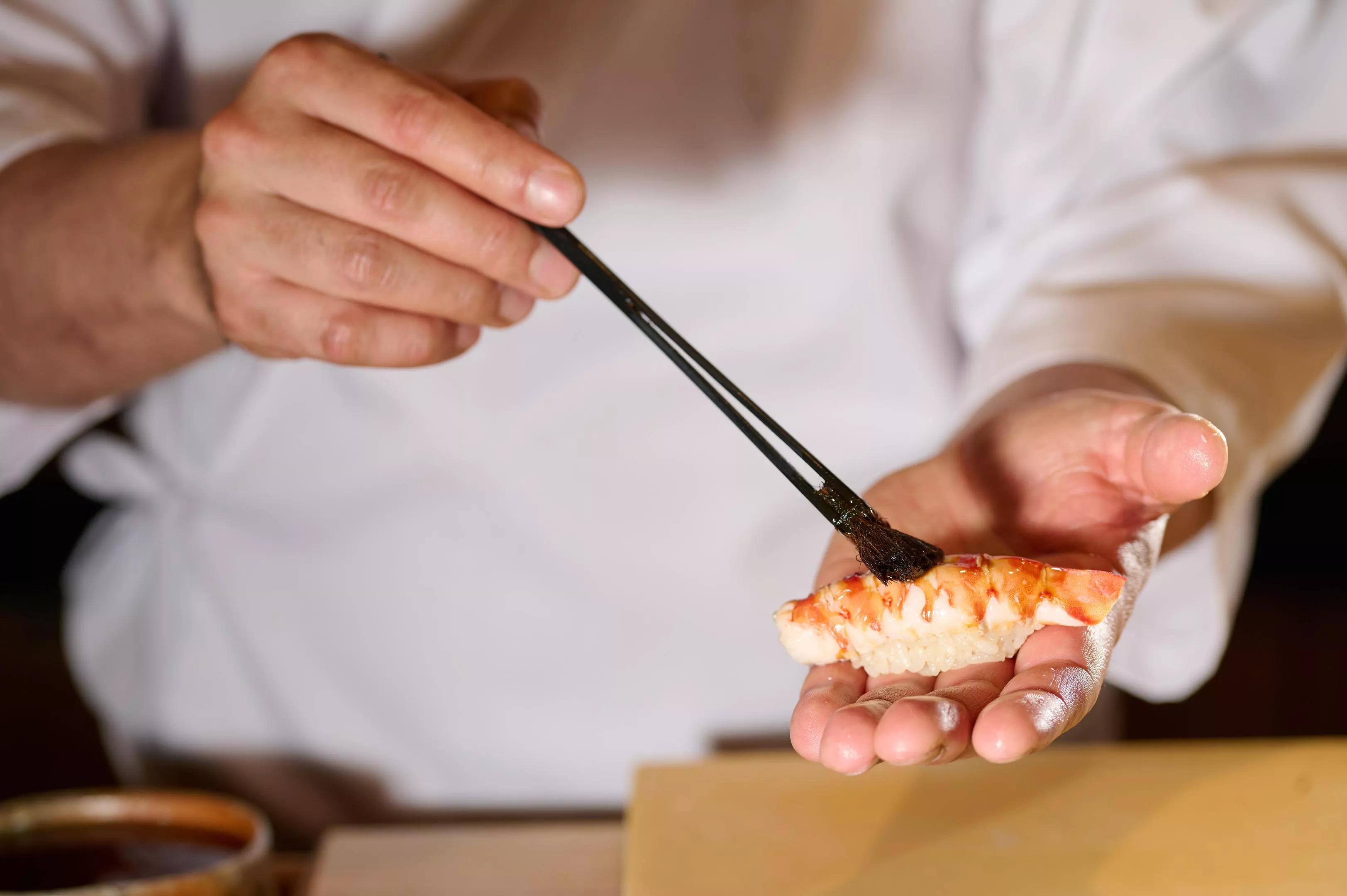a piece of sushi
