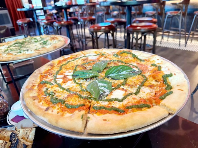 The spicy vodka pizza at Sfuzzi.