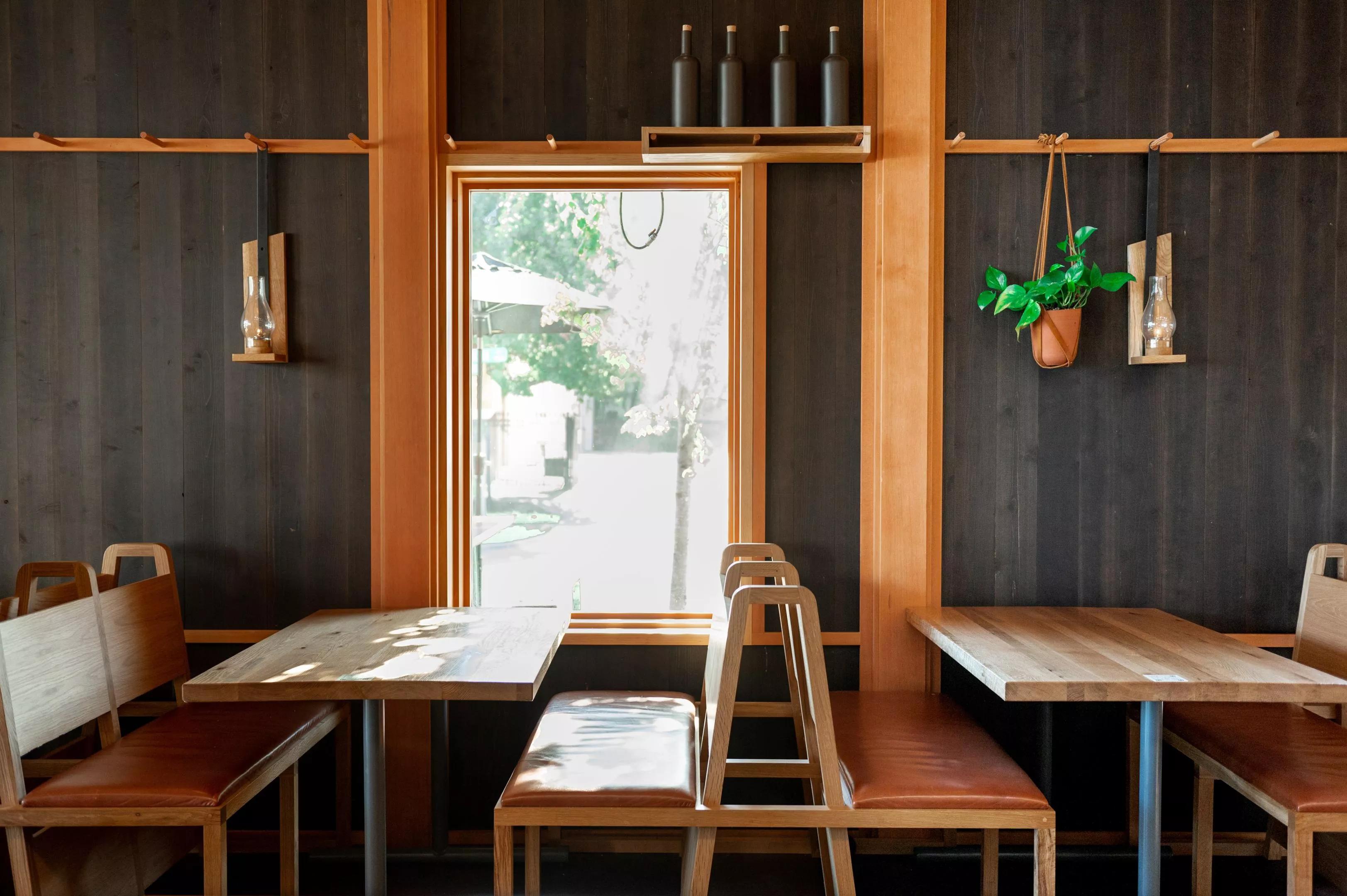 a window seat at a restaurant