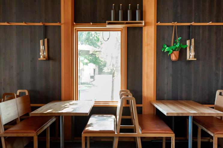 a window seat at a restaurant