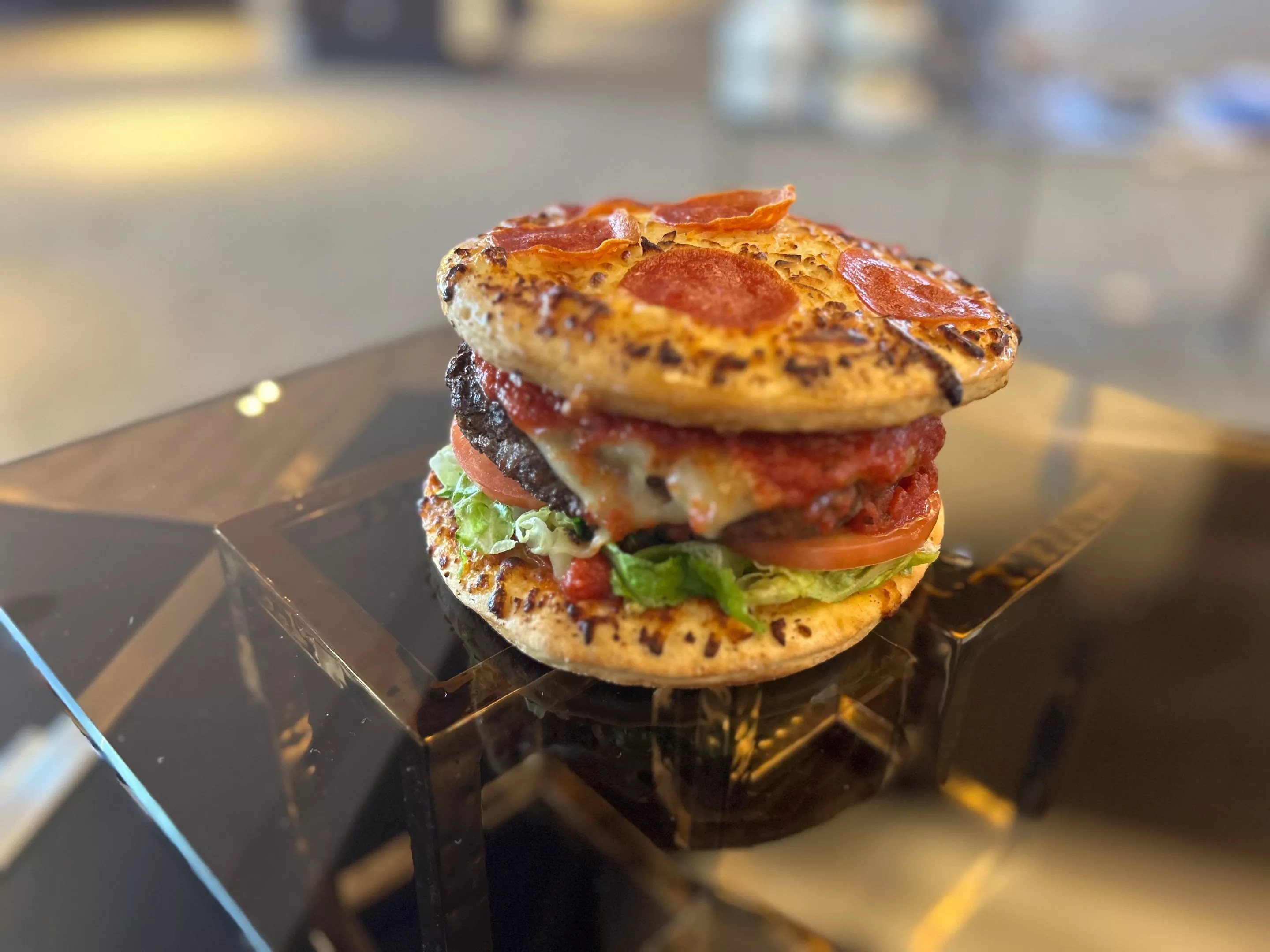 the pizza burger at AT&T Stadium