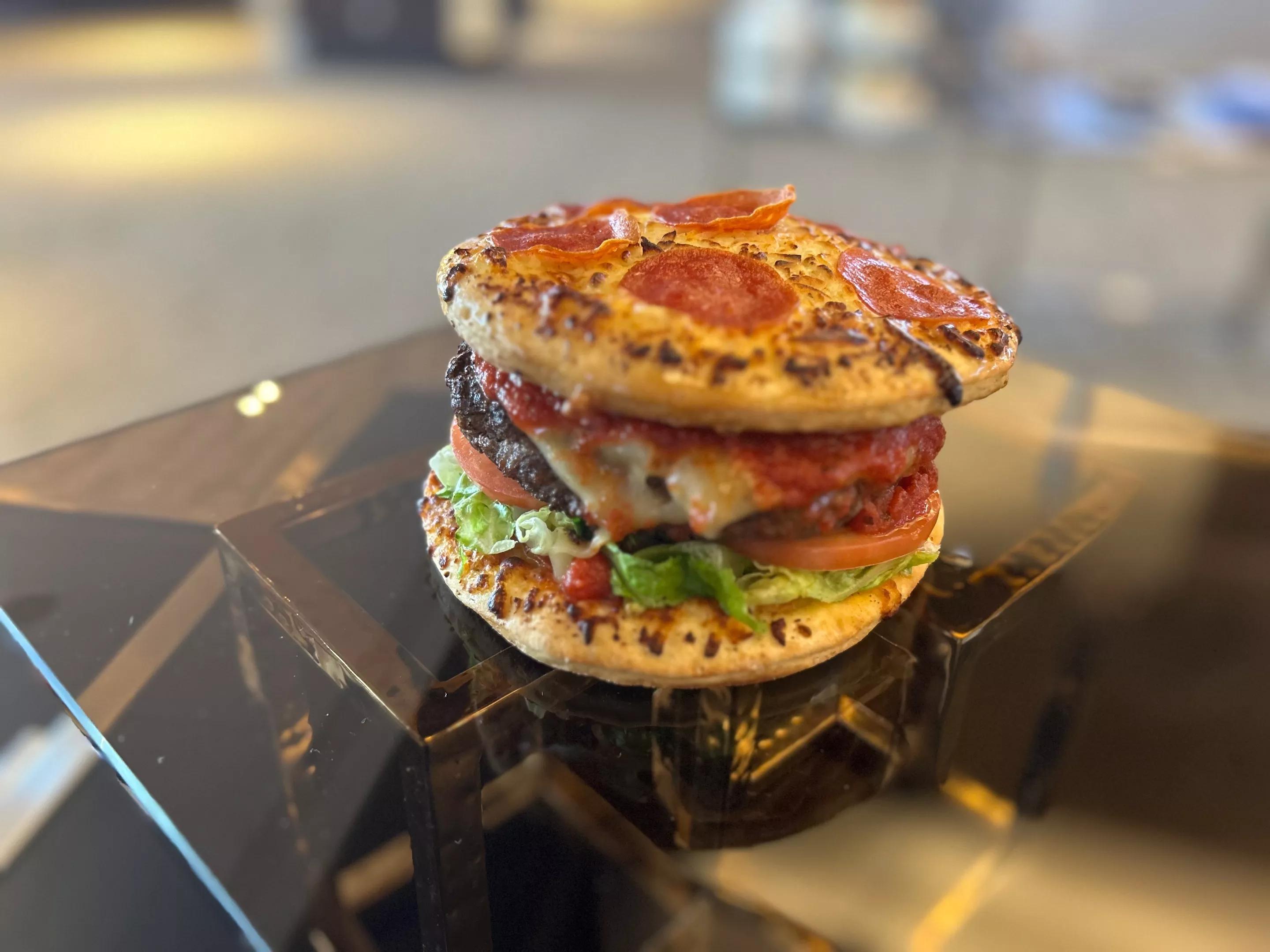 the pizza burger at AT&T Stadium