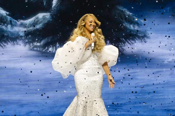 Mariah Carey playing a Christmas concert at American Airlines in Dallas.