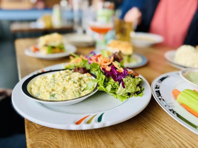 Egg salad and mixed greens at Be Home Soon